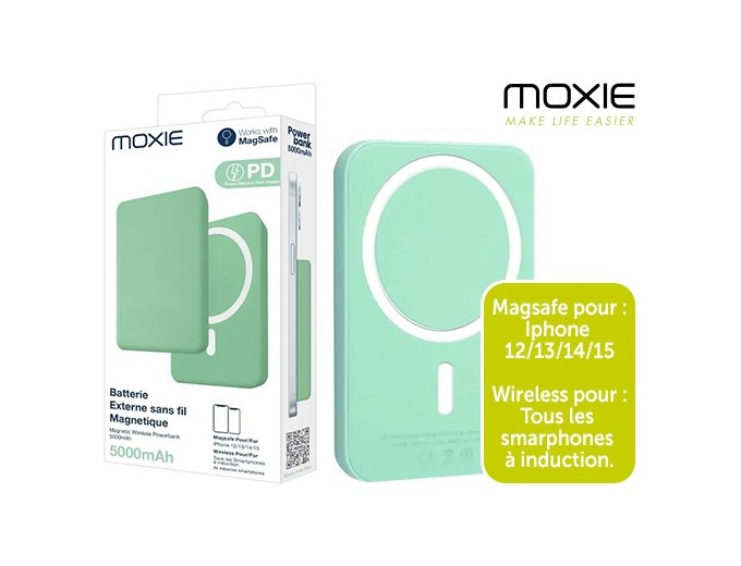 BATTERIE DE SECOURS INDUCTION MAGSAFE 5000MAH VERT