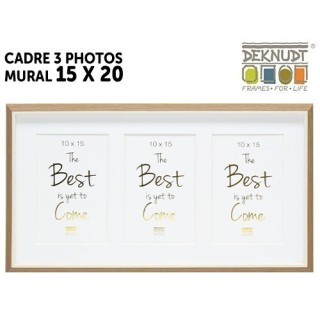 DEKNUDT CADRE BOIS BISEAU BLANC MULTIVUE 3 P 10X15