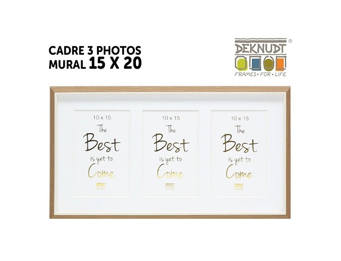 DEKNUDT CADRE BOIS BISEAU BLANC MULTIVUE 3 P 10X15