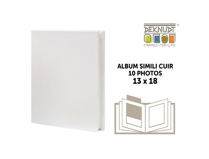DEKNUDT ALBUM SIMILI CUIR 13X18 10 PHOTOS BLANC