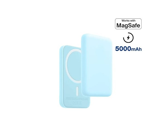 BATTERIE DE SECOURS INDUCTION MAGSAFE 5000MAH BLEU