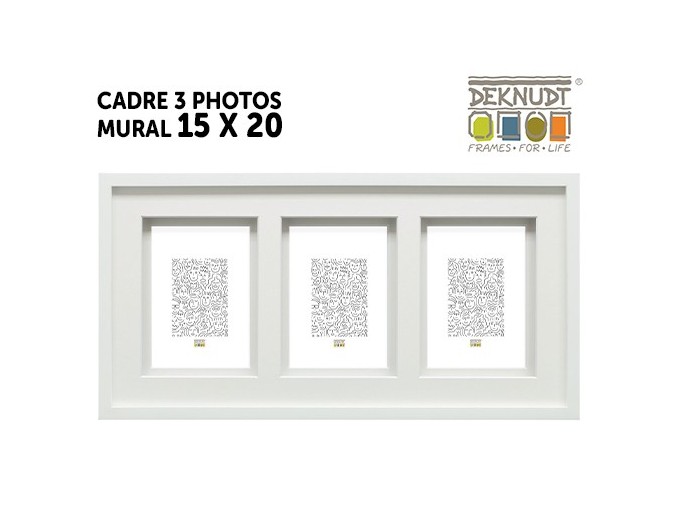 DEKNUDT CADRE DOUBLE PPTT PR 3 PHOTOS 15x20 BLANC
