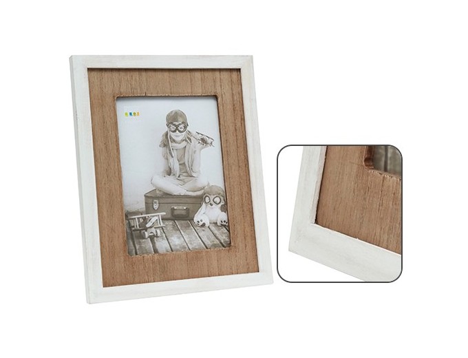 DEKNUDT CADRE BOIS BLANC PH 10X15 AVEC PP TON BOIS