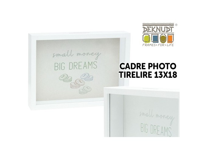 DEKNUDT CADRE BLANC   TIRELIRE POUR PHOTO 13X18