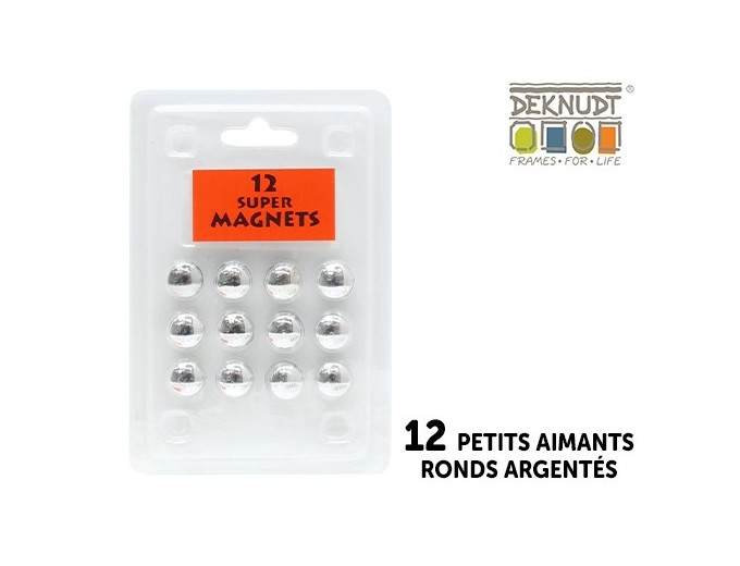 DEKNUDT 12 PETITS AIMANTS  ARGENTES RONDS
