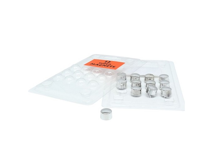 DEKNUDT 12 PETITS AIMANTS  ARGENTES RONDS