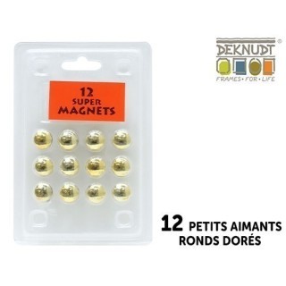 DEKNUDT 12 PETITS AIMANTS  DORES RONDS