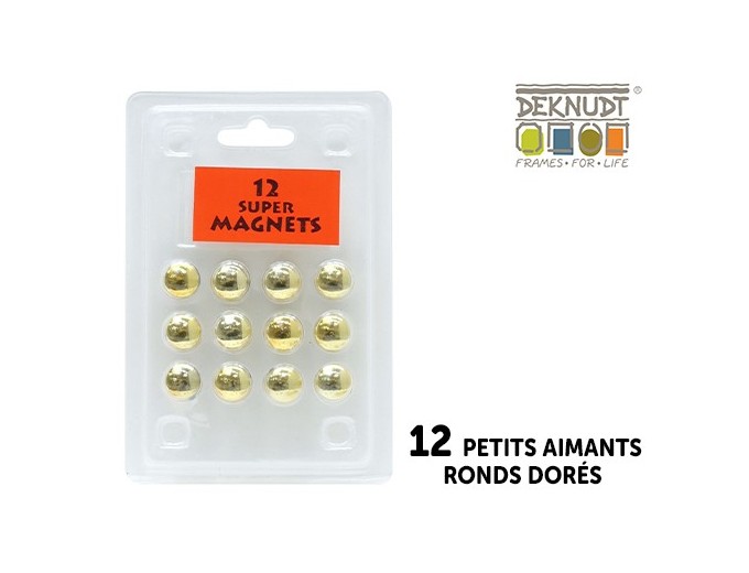 DEKNUDT 12 PETITS AIMANTS  DORES RONDS