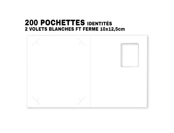 200 POCHETTES IDENTITES POLA FUJI 2 VOLETS.BLANCHE
