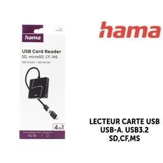 HAMA LECTEUR CARTE USB, USB-A, USB3.2, SD,CF,MS