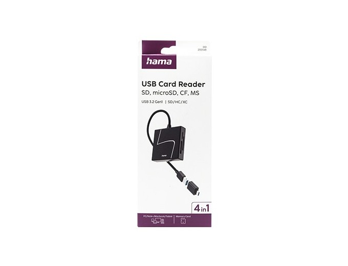 HAMA LECTEUR CARTE USB, USB-A, USB3.2, SD,CF,MS