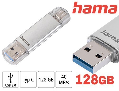 HAMA Cle Memoire 128Go LAETA USB-C USB 3.2 40mo s