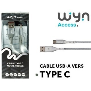 CABLE USB-C METAL TRESSE NOIR 2.4A    (1)